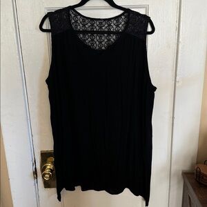 Black Sleeveless Tunic Top with Lace Detail size 3X